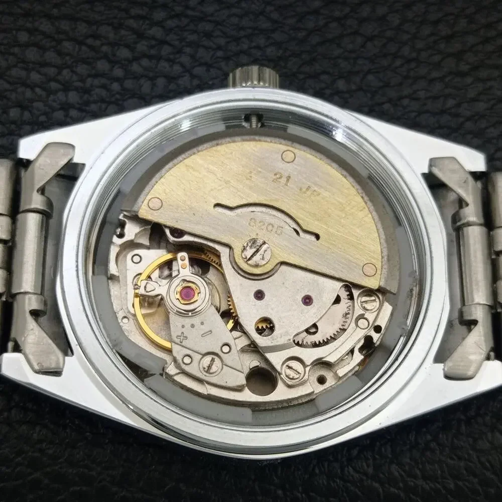 Vintage 1978 Citizen Automatic Mens Silver Watch W/daydate & Blue accents